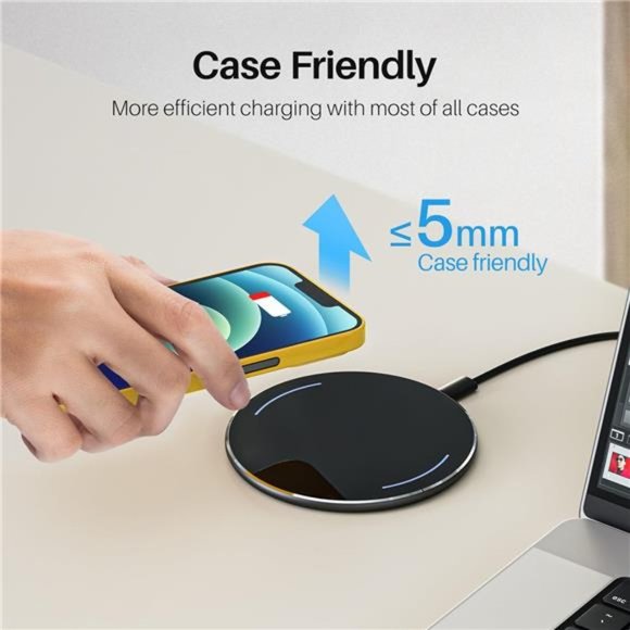 Wireless Charger, 10W Qi-Certified Fast Charging Pad with Aviation Aluminum - Picture 2 of 7